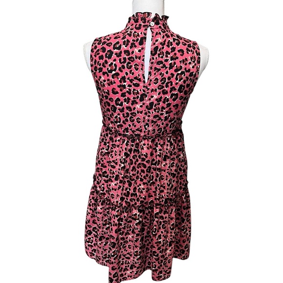 Uncle Frank Pink Leopard Print Sleeveless Dress High Neck Animal Print Size XS - Picture 4 of 12